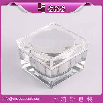 কেনা SRS প্রস্তুতকারক পাইকারি 30g 50g 100g বিলাসবহুল এক্রাইলিক প্রসাধনী বর্গাকার স্বচ্ছ প্লাস্টিকের জার online manufacture