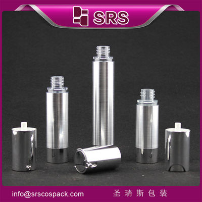 কেনা TA021 15ml 30ml 50ml সিলিন্ডার আকৃতির রৌপ্য বায়ুহীন কসমেটিক পাম্প বোতল online manufacture