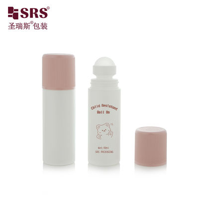 কেনা RPPD1-90ML Round White Bottle With Colored Ribbed CRC Cap Double Wall High End Roll On Bottle online manufacture