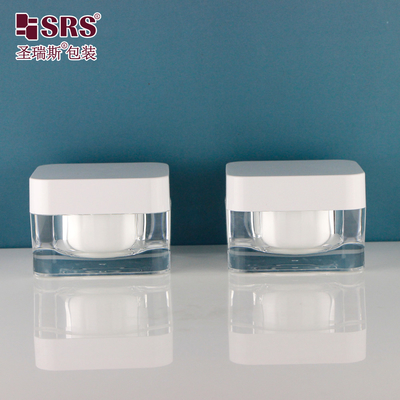 15g 30g 50g কসমেটিক বর্গাকার আকৃতি কাস্টমাইজেশন কন্টেইনার মার্জিত খালি ক্রিম জার এক্রাইলিক জার 15ml