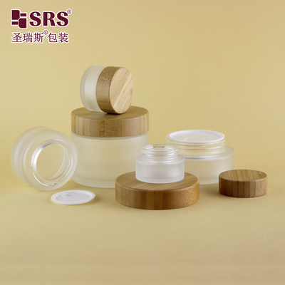 15g 30g 50g 100g 200g খালি পরিষ্কার ম্যাট কাস্টম গ্লাস কসমেটিক জার বাঁশ