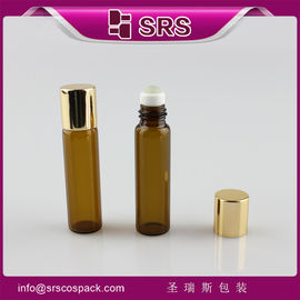 SRS খালি গোলাকার 5ml অ্যাম্বার রোল পারফিউম গ্লাস বোতল ব্যক্তিগত যত্ন পণ্য জন্য পাইকারি