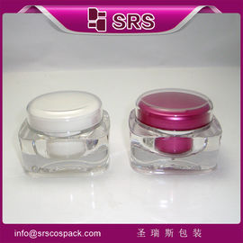 SRS চীন মধ্যে তৈরি স্কয়ার এক্রাইলিক কসমেটিক 50g গোলাকার ঢাকনা সঙ্গে খালি প্লাস্টিক ক্রিম জার