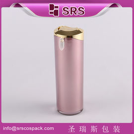 SRS 2015 বিনামূল্যে নমুনা পাইকারি প্লাস্টিকের প্রসাধনী গোলাপী গোলাকার খালি এক্রাইলিক লোশন বোতল