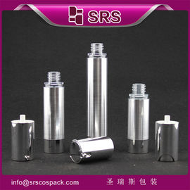 TA021 15ml 30ml 50ml সিলিন্ডার আকৃতির রৌপ্য বায়ুহীন কসমেটিক পাম্প বোতল