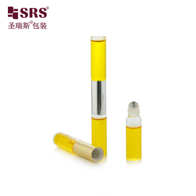 প্রয়োজনীয় তেলের সুগন্ধির জন্য SGB2-5ml+5ml স্বচ্ছ ক্লিয়ার ডাবল এন্ডেড কাচের বোতল স্টিল বল সহ
