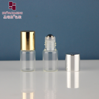 BLP-2ML নো লিকেজ মিনি কিউট খালি ট্রান্সপারেন্ট অ্যাম্বার কালার কাচের বোতল সাথে স্টিল বলের জন্য প্রয়োজনীয় তেল পারফিউম