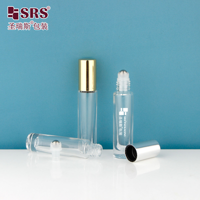 GB1-5ML স্বচ্ছ মিনি ভ্রমণ আকার পুরু নীচে বিলাসবহুল প্রয়োজনীয় তেল গ্লাস রোল বোতল ধারক উপর