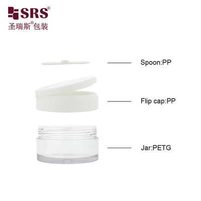 PETG003 খালি সাদা ইনজেকশন কাস্টম রঙ 100g 120g 150g 200g 250g ফ্লিপ ক্যাপ প্লাস্টিকের জার বিনামূল্যে নমুনা সহ স্টক রঙের সাথে