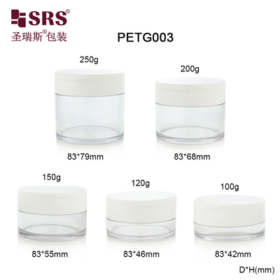 PETG003 100g 120g 150g 200g 250g স্বচ্ছ PETG প্লাস্টিকের জার কনটেইনার ফেসিয়াল ক্রিম বডি স্ক্রাব প্যাকেজিং জন্য