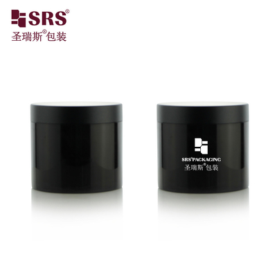 SRSQ 400g ইনজেকশন কালো চকচকে পিপি পিসিআর পুনর্ব্যবহৃত পরিবেশ বান্ধব উপাদান একক দেয়াল শরীরের ক্রিম জার কন্টেনার কসমেটিক প্যাকেজিং
