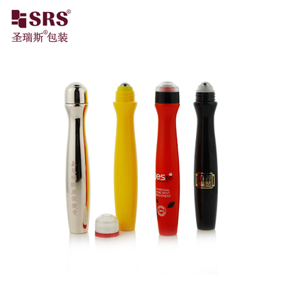 SRS8447-15ML ইনজেকশন এবং ফুঁ কাস্টমাইজ রঙ চকচকে কোমর আকৃতি PETG প্লাস্টিকের রোল বোতলে