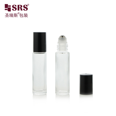 Whosale fragrance packaging 10ml clear glass roller ball roll on bottle ভ্যাকুয়াম টেস্ট 100% no leakage steel head applicator massage for skincare essential oils