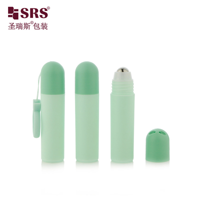 RPPF 20ml পরিষ্কার গোলাকার সমতল নীচে পিপি পিসিআর পুনর্ব্যবহৃত উপাদান শংসাপত্র ডোম ক্যাপ ব্যাগ ল্যানিয়ার্ড সহ রোলার স্টিল বল বোতল