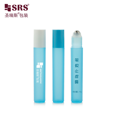 RPP-15ML সেমি-ট্রান্সপারেন্ট বেবি ব্লু ফ্রস্টড প্লাস্টিক রোলার অ্যাপ্লিকেটর সিলিন্ডার অ্যান্টি-ইটচ তরল বোতল প্যাকেজিং