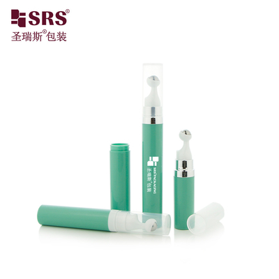 A0035 7.5ml 10ml 15ml ভ্রমণ পকেট আকার প্লাস্টিক পিপি পিসিআর গোলাকার বায়ুহীন পাম্প বোতল স্ন্যাপ-অন ডিজাইন রোল অন সিরাম বোতল