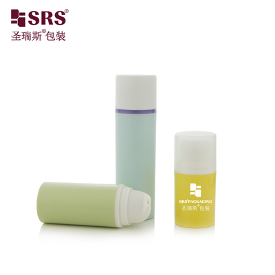 PA0203 15ml 30ml 50ml খালি কসমেটিক প্যাকেজিং ইনজেকশন গোলাকার কাস্টম রঙ পিপি পিসিআর পুনর্ব্যবহারযোগ্য বায়ুহীন পাম্প বোতল লোশন