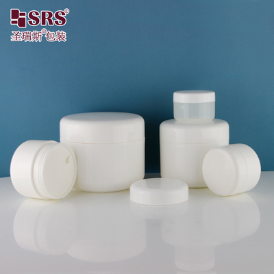এসআরএসএ 15g 20g 30g 50g 100g 150g 200g 250g গোলাকার কোণ প্লাস্টিক ইনজেকশন সাদা চকচকে একক প্রাচীর জার প্যাকেজিং