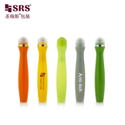 SRS8447-15ML ইনজেকশন কাস্টম রঙ রেডিয়ান আকৃতির PETG বোতল অ্যান্টি-ইটচ তরল রোলার বল বোতল কাস্টমাইজেশন জন্য