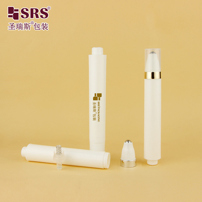 AY 15ML ইনজেকশন সাদা চকচকে ম্যাট ফিনিশ গোলাকার পেন্সিল আকৃতি বায়ুহীন রোল বোতলে চোখের ক্রিম ধারক জন্য