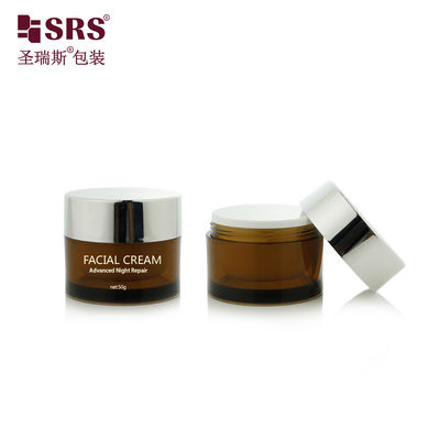 J0210B 30g 50g গোলাকার প্লাস্টিকের ডাবল ওয়াল ক্লিয়ার পেইন্টেড কাস্টম কালার জার কন্টেইনার ফেসিয়াল ক্রিমের জন্য