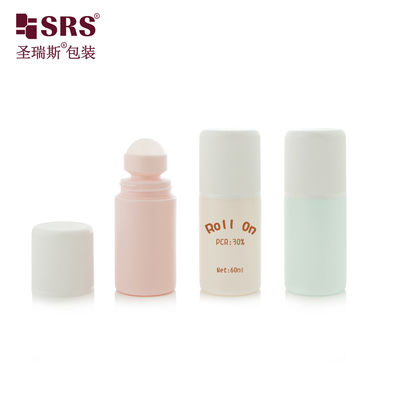 RPPC1-60ML ইনজেকশন ব্লো কাস্টম রঙ পিপি পিসিআর পুনর্ব্যবহৃত প্লাস্টিকের রোল অন ডিওডোর্যান্ট জেল বোতল