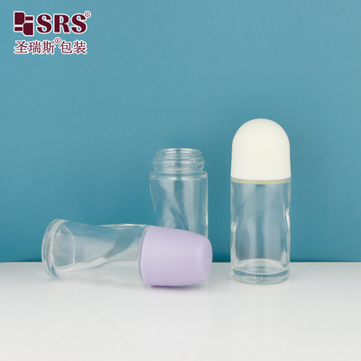 BLPG-B 50ml পাইকারি অনন্য আকৃতির ডিওডোরেন্ট রোল অন গ্লাস বোতল, কোনো লিক নেই, কাস্টমাইজেশন, স্বচ্ছ প্রসাধনী প্যাকেজিং