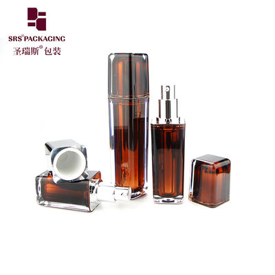 L054 Shengruisi 30ml 50ml বিলাসবহুল বর্গক্ষেত্র আকৃতির ধাতব প্লাস্টিকের লোশন পাম্প বোতল প্রসাধনী জন্য