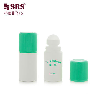 RPPC1-60ML White Bottle With Green Injection Double End CRC Cap Ribbed For Deodorant Gel Pain Relief