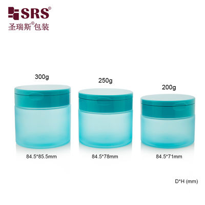 PET007 200g 250g 300g Plastic PET Cream Jar With Flip Cap For Body Scrub Toner Pads Wirh Spoon
