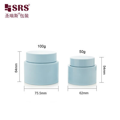 এসআরএসজেএল ৫০ গ্রাম ১০০ গ্রাম খালি পেইন্টেড ম্যাট নীল রঙের পিপি ক্রিম জার কন্টেইনার কাস্টমাইজেশন বডি স্ক্রাব জার