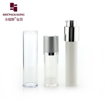 গোলাকার আকৃতির 15ml 30ml 50ml অ্যাক্রিলিক খালি বায়ুহীন লোশন পাম্প বোতল