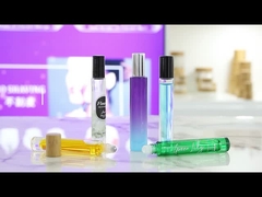 GB স্কয়ার রঙিন স্বচ্ছ সুগন্ধি কোন ফুটো ঘন নীচের গ্লাস রোলার বোতল 10ml