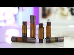 এসজিপি১ এম্বার গ্লাস বোতল, রোলিং বল সন্নিবেশ সহ, অত্যাবশ্যকীয় তেলের জন্য, কোনো লিক নেই